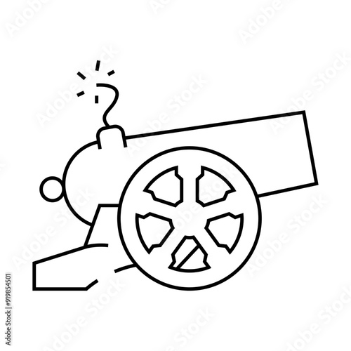 cannon carnival vintage show line icon vector. cannon carnival vintage show sign. isolated contour symbol black illustration