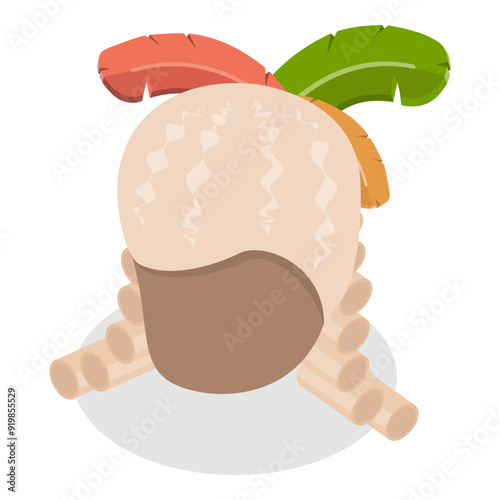 3D Isometric Flat Vector Set of Elegant And Ornate Hairpieces, Medieval Style. Item 1