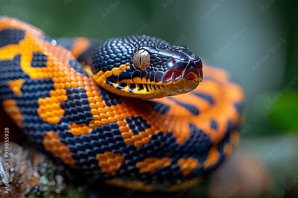Amazonian Tree Boa Corallus hortulanus hanging from a branch in the Amazon rainforest known locally as Cobradervoreamazonense Amazonian Tree Boa Corallus hortulanus hanging from a branch in the Amazon rainforest known locally as Cobradervoreamazonense