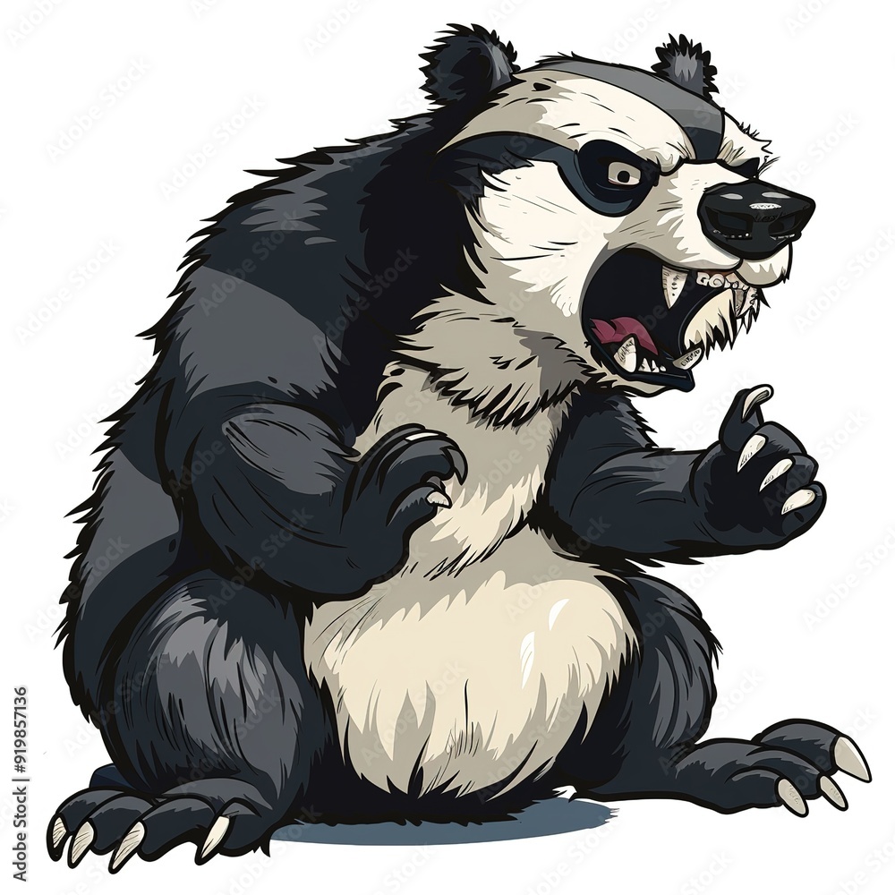 Obraz premium Badger Anger fantasy animal cartoon isolated whitebackground