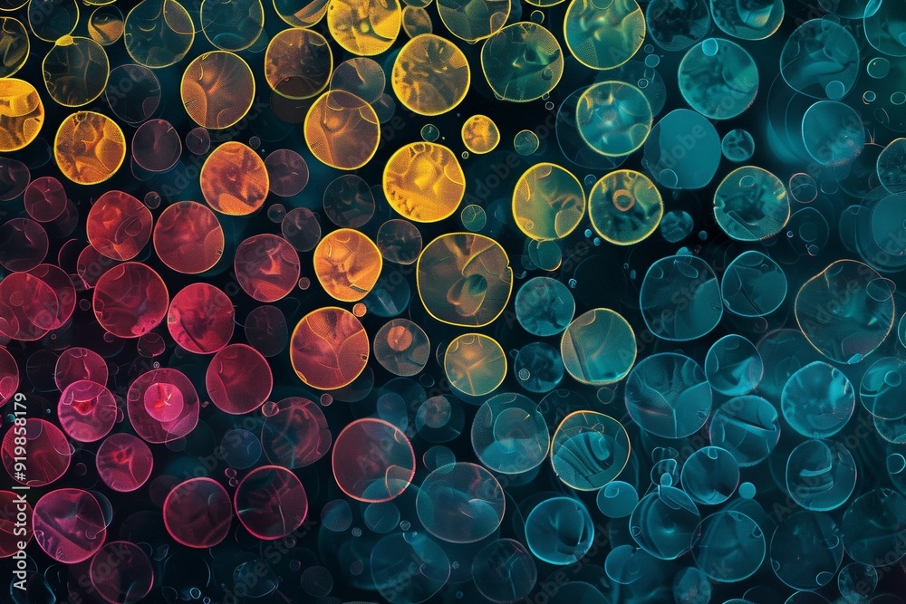 Abstract background of colorful bubbles in teal, yellow and pink Abstract background of colorful bubbles in teal, yellow and pink