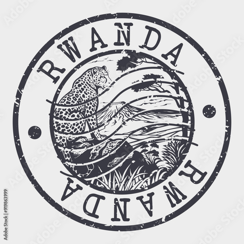 Rwanda Stamp Postal. Silhouette Seal. Passport Round Design. Vector Icon. Design Retro Travel. National Symbol.