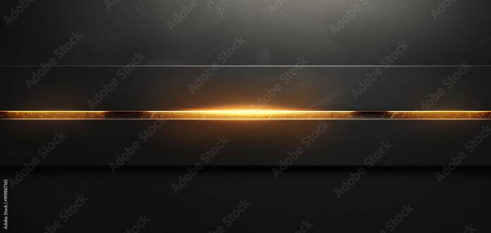 Abstract black background with a glowing gold line. Abstract black background with a glowing gold line.