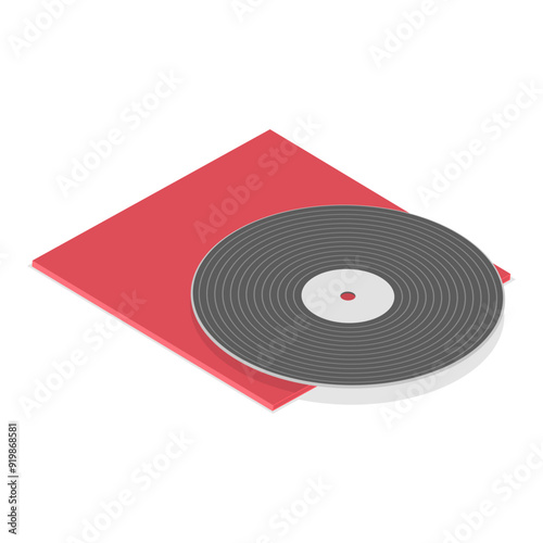 3D Isometric Flat Vector Set of Vinyl Plates, Music Disk. Item 2