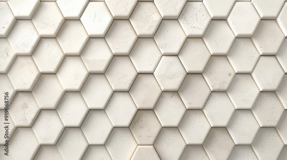 A white tile wall with a pattern of hexagons A white tile wall with a pattern of hexagons