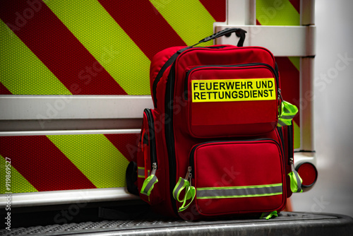 Rettungsrucksack mit der Aufschrift 