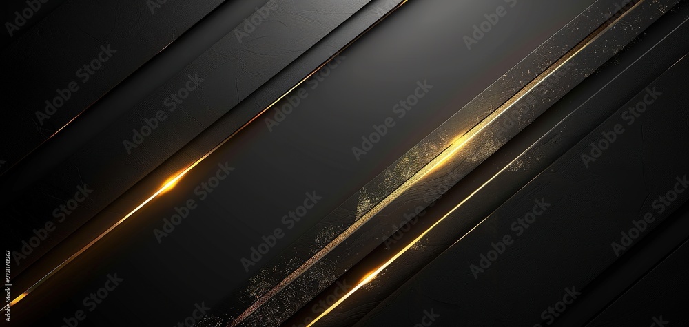 Abstract black background with diagonal golden lines and glittering effect. Abstract black background with diagonal golden lines and glittering effect.