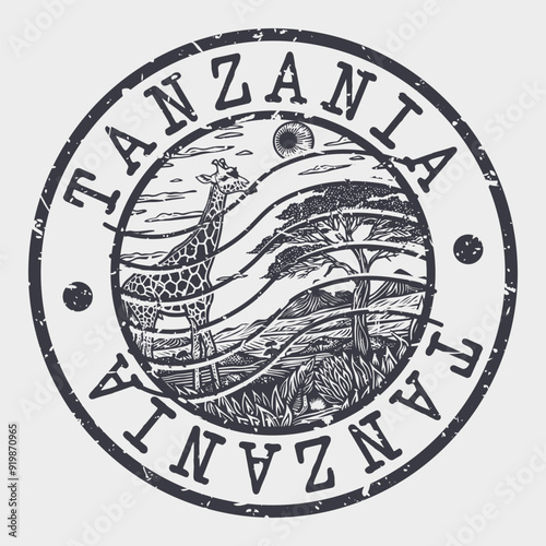 Tanzania Stamp Postal. Silhouette Seal. Passport Round Design. Vector Icon. Design Retro Travel. National Symbol.