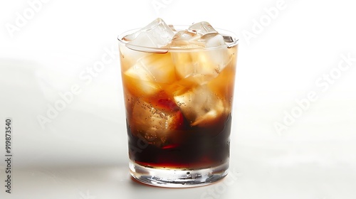 Beverage Fernet con Coca America Argentina herbal cola liqueur mix white background photo