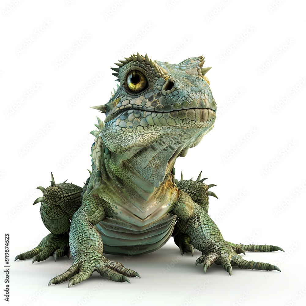 Fototapeta premium Basilisk3D fantasy animal cartoon isolated whitebackground