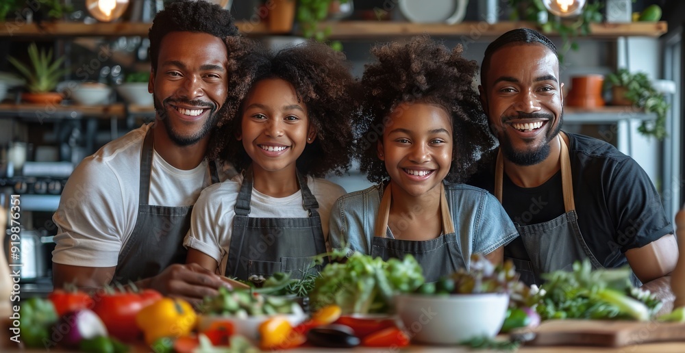 A Black family preparing a fresh salad together in a bright kitchen during a weekend afternoon A Black family preparing a fresh salad together in a bright kitchen during a weekend afternoon
