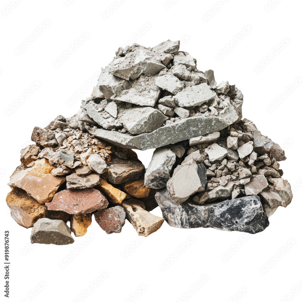 PNG Piles of mixed construction debris at a site PNG Piles of mixed construction debris at a site