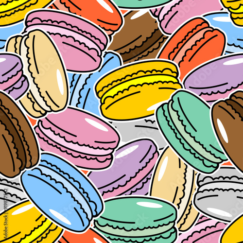 Macaroon pattern seamless. Macaroons Colourful dessert background. Macaron texture photo