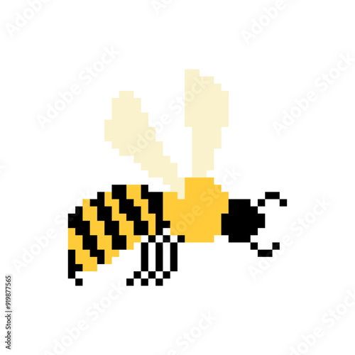 Bee pixel art. insect honeybee 8 bit.