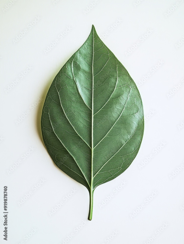 Obraz premium Green Leaf White Surface