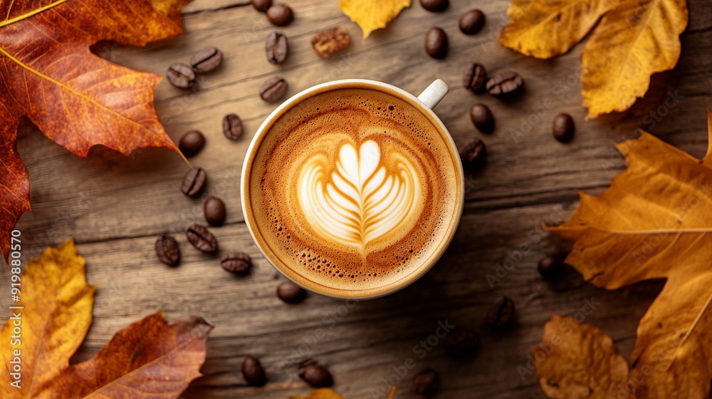 cup of coffee and autumn leaves cup of coffee and autumn leaves