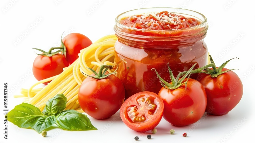 Spaghetti Sauce. Red Tomatoes Pasta Sauce on White Background. Isolated Food Ingredient. Spaghetti Sauce. Red Tomatoes Pasta Sauce on White Background. Isolated Food Ingredient.