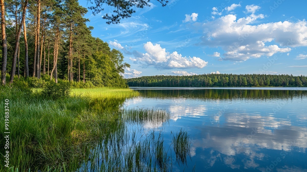 Obraz premium An idyllic image of nature, showcasing the beauty of the Masurian landscapes.