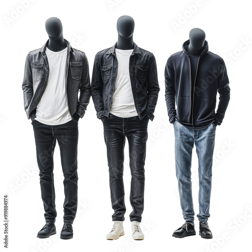 PNG Chic mannequins in casual menswear