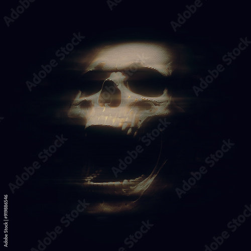 Dark and scary skull hologram template - 3D Illustration