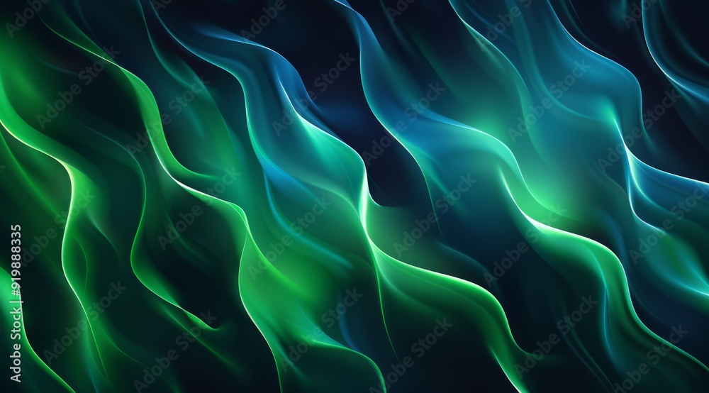 Fototapeta premium A mesmerizing and captivating blend of green and blue wave patterns, ideal for modern design and digital art forms