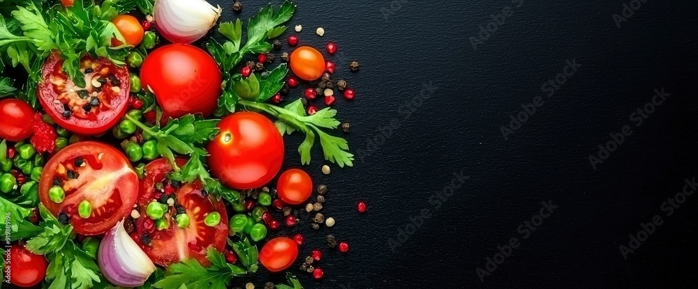 Fried Rice With Tomato Sauce, Vibrant, Top View, Contrasting Colors, Asian Cuisine Fried Rice With Tomato Sauce, Vibrant, Top View, Contrasting Colors, Asian Cuisine