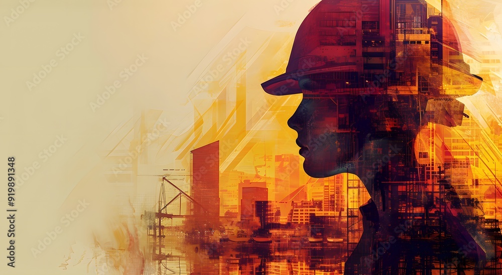 Diseño digital de la industria y construccion con skyline de fabricas Diseño digital de la industria y construccion con skyline de fabricas