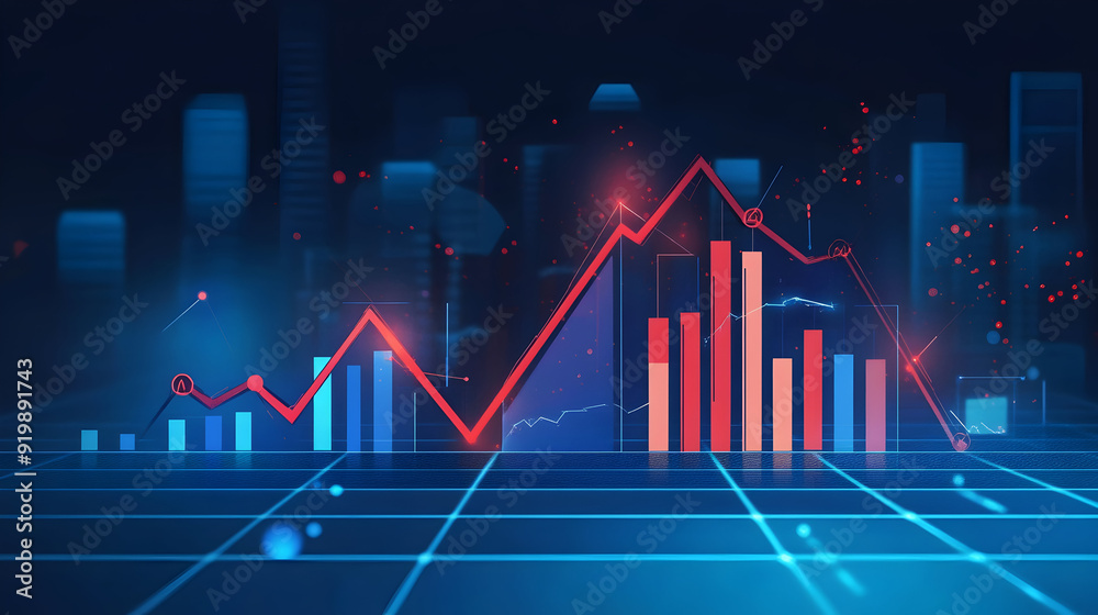 Economic Recession Depicted by Declining Business Performance Metrics - An illustration of business performance metrics with declining trends, symbolizing economic recession Economic Recession Depicted by Declining Business Performance Metrics - An illustration of business performance metrics with declining trends, symbolizing economic recession