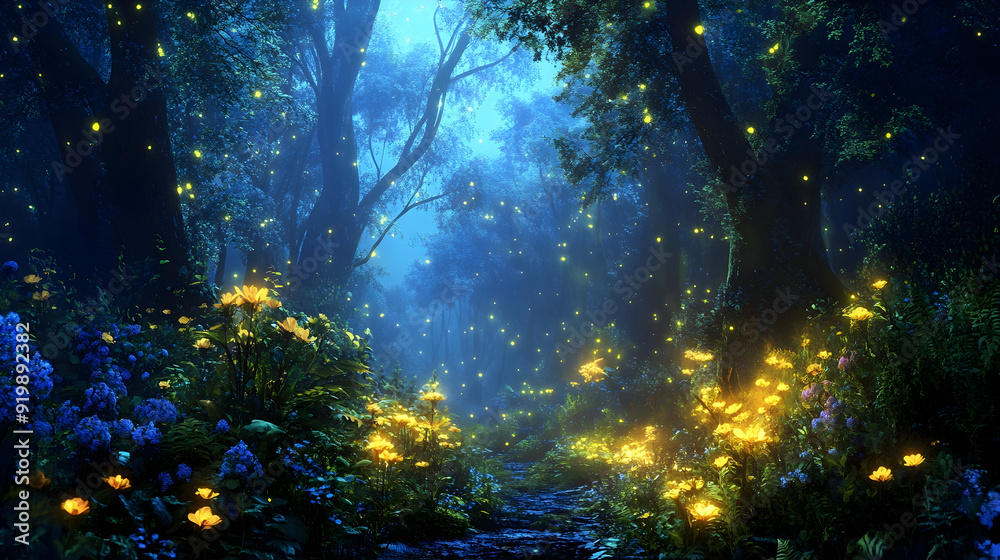 A portrayal of an enchanted woodland where the flora and trees radiate a gentle, ethereal luminescence, fostering a magical ambiance. A portrayal of an enchanted woodland where the flora and trees radiate a gentle, ethereal luminescence, fostering a magical ambiance.