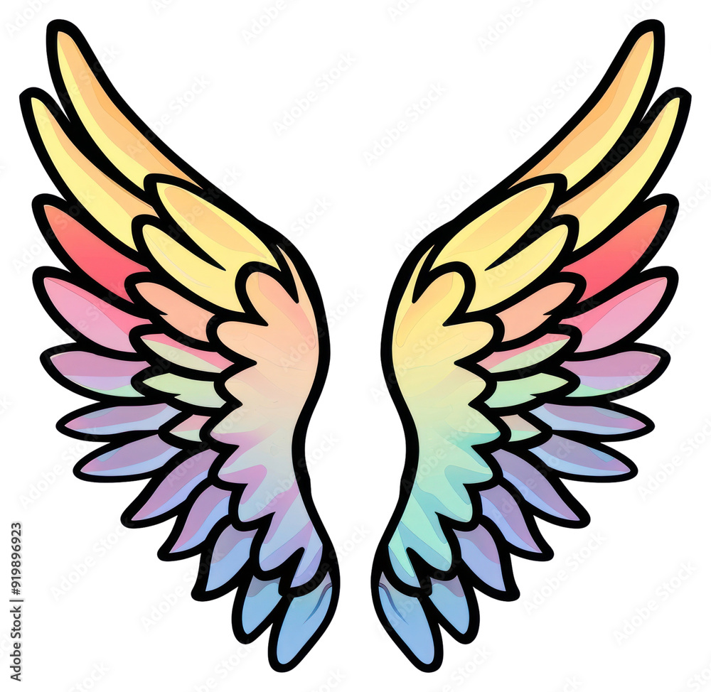 Fototapeta premium PNG Colorful angel wings illustration