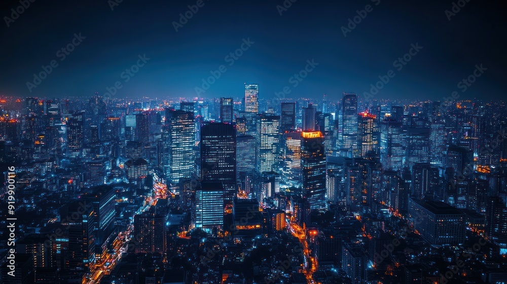 Obraz premium Nighttime Cityscape of Tokyo