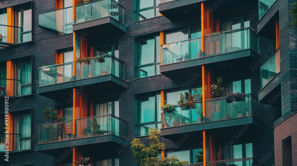 Modern Apartment Building with Balconies Modern Apartment Building with Balconies