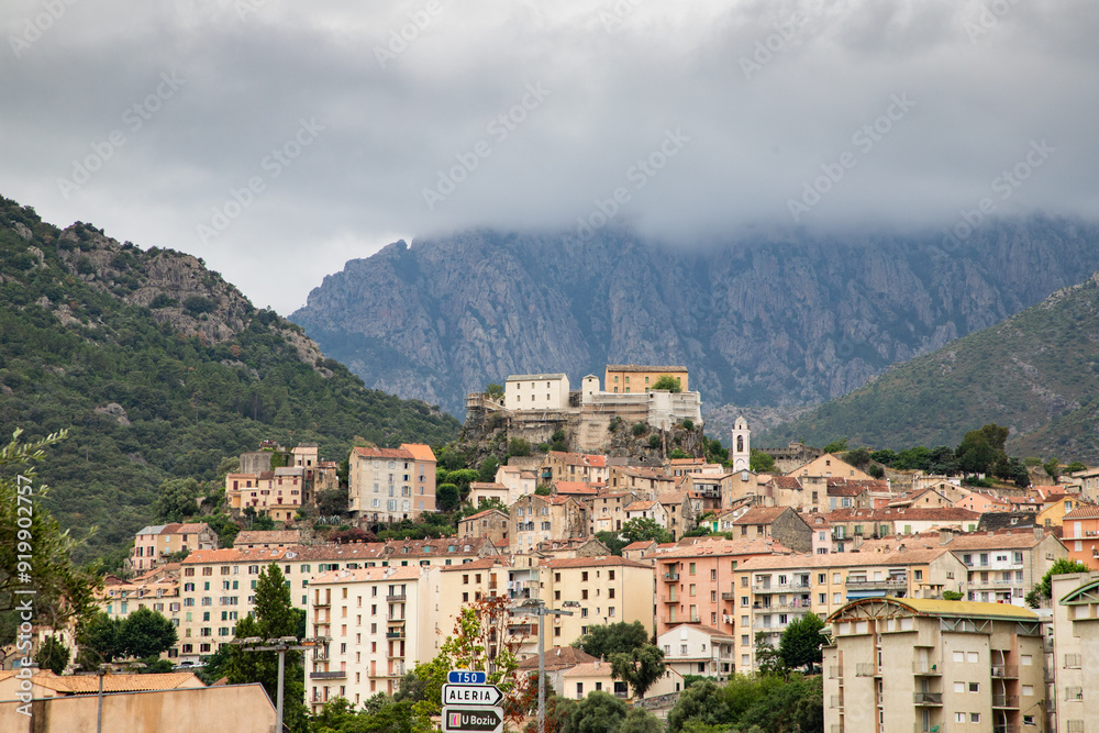 the beautiful little town of Corte on a summer morning, Corse, France the beautiful little town of Corte on a summer morning, Corse, France