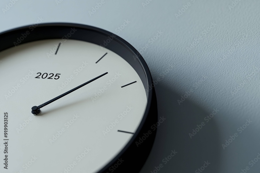 2025 themed close-up of a minimalist clock 2025 themed close-up of a minimalist clock