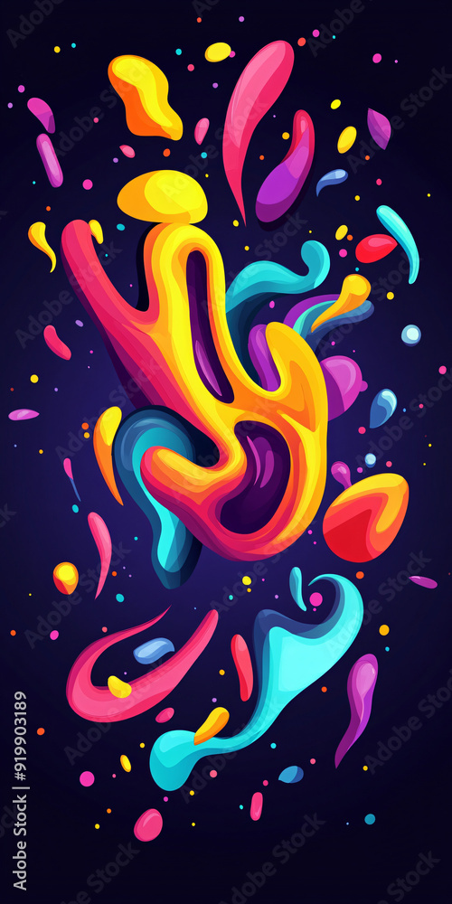 Colorful abstract shapes depicting joy and excitement Colorful abstract shapes depicting joy and excitement