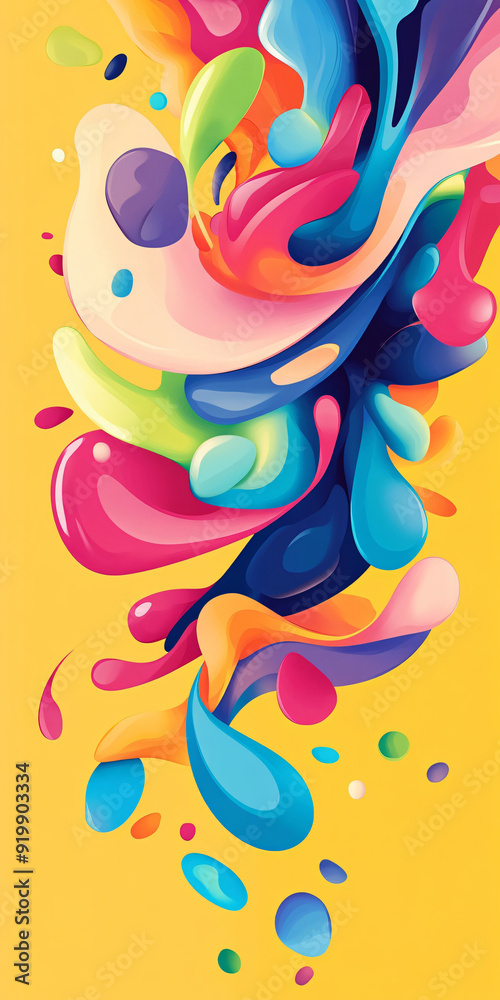 Colorful abstract shapes depicting joy and excitement Colorful abstract shapes depicting joy and excitement