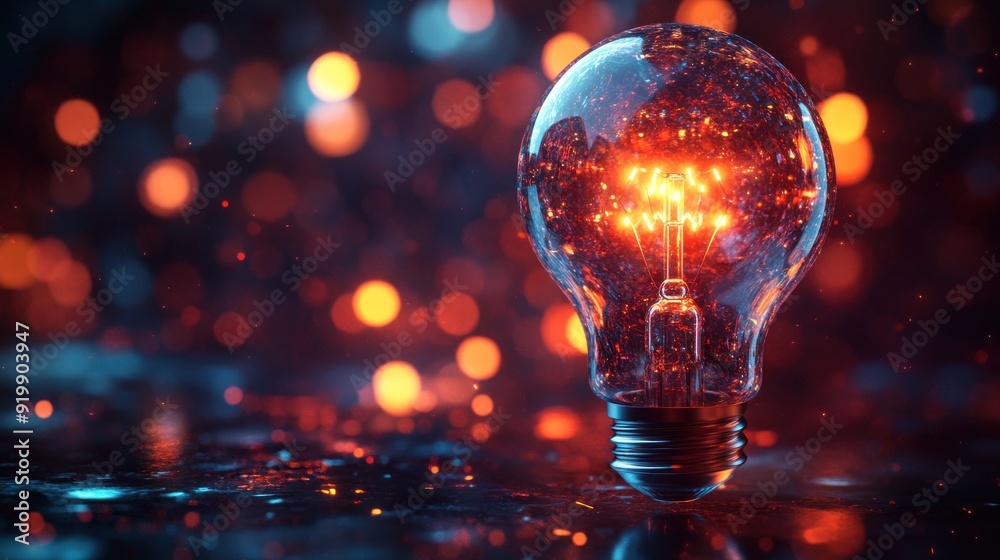 Glowing Light Bulb with Sparkles Glowing Light Bulb with Sparkles