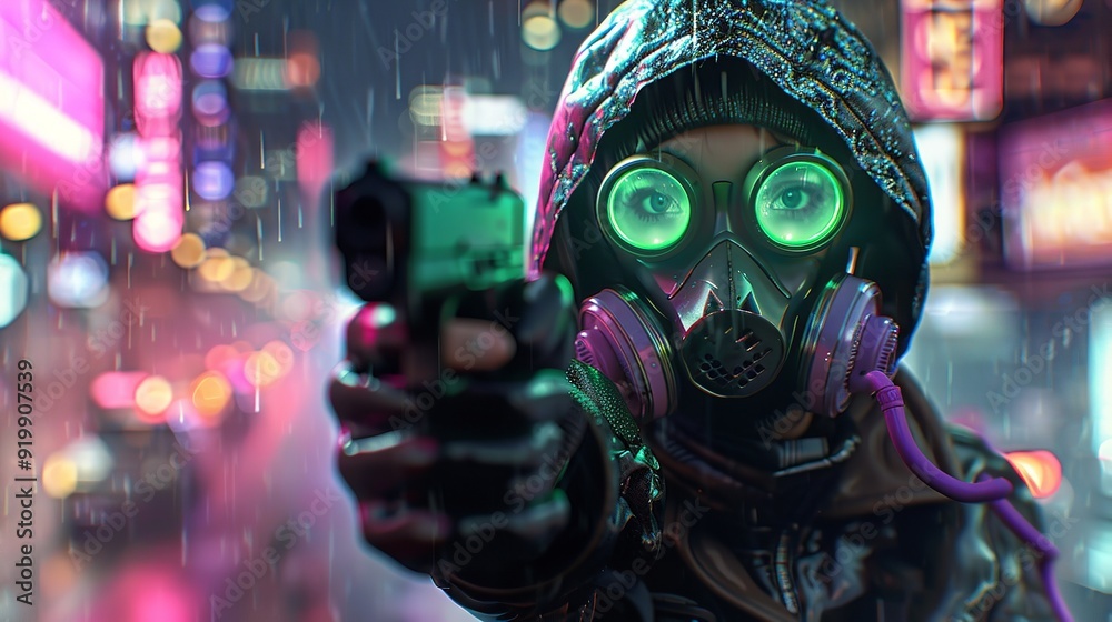3D Illustration of a Cyberpunk Girl in a Futuristic Setting 3D Illustration of a Cyberpunk Girl in a Futuristic Setting