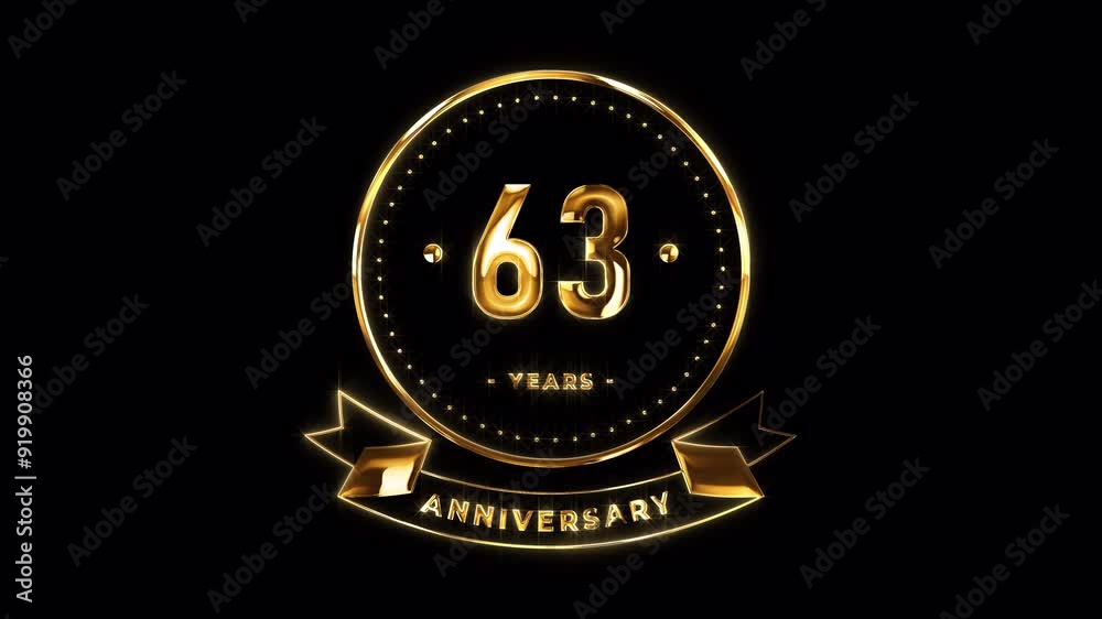63rd Anniversary Celebration. Happy 63 Years Anniversary Animation in Gold Color on the Transparent Background, Alpha Channel. Great for greetings, celebrations, events, and gifts. 63rd Anniversary Celebration. Happy 63 Years Anniversary Animation in Gold Color on the Transparent Background, Alpha Channel. Great for greetings, celebrations, events, and gifts.