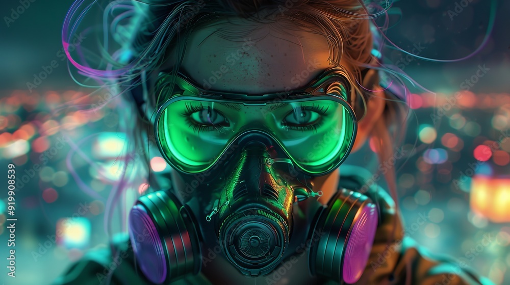 3D Illustration of a Cyberpunk Girl in Front View 3D Illustration of a Cyberpunk Girl in Front View