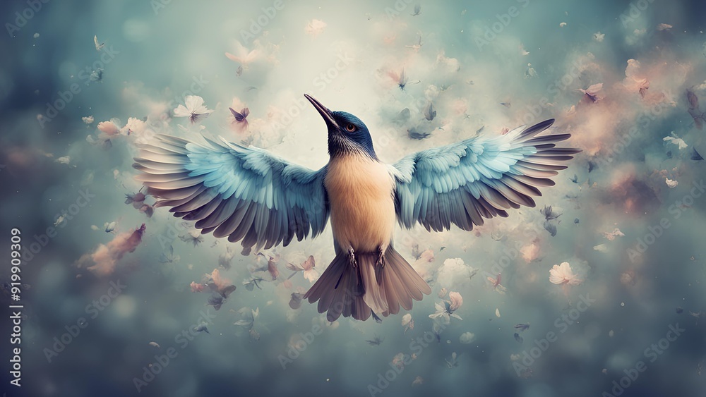 Obraz premium Beautiful abstract surreal background featuring a bird