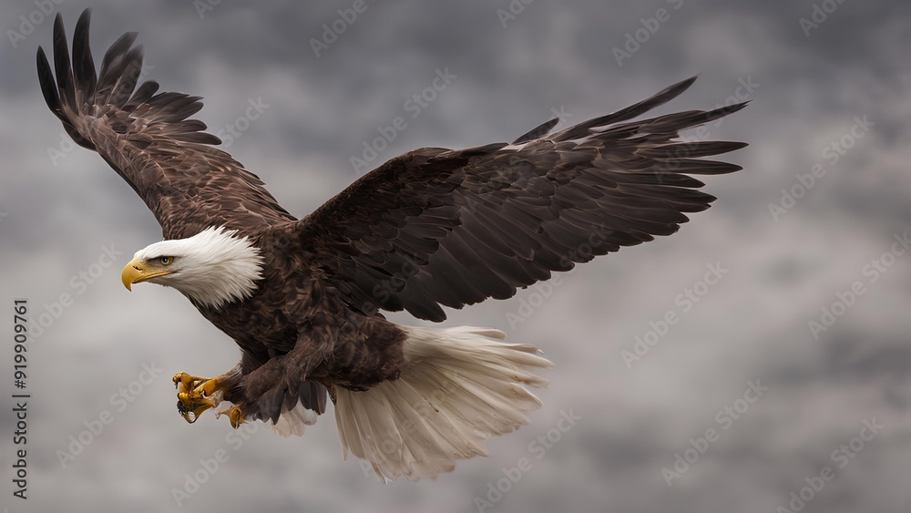 Fototapeta premium Eagle in Flight Wallpaper: Stunning Stock Photography for Nature Enthusiasts and Wildlife Lovers