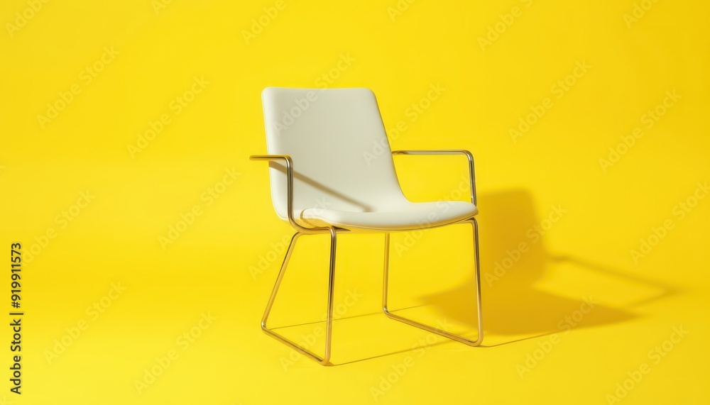 White Chair On Yellow Background. White Chair On Yellow Background.