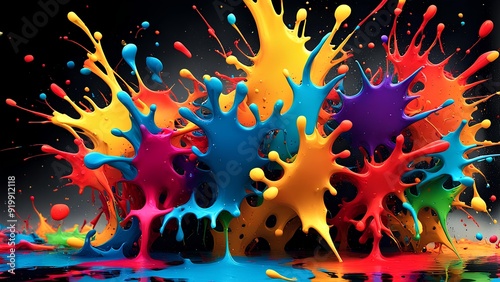 Multicolor Splashes: High-Resolution HD Wallpaper for a Trendy, Vibrant, and Eye-Catching Desktop Background