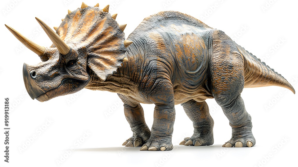 Fototapeta premium Full-Body Side Profile of a Triceratops