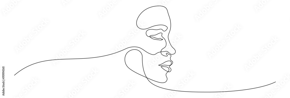 One continuous editable line drawing of woman face vector illustration. Editable stroke One continuous editable line drawing of woman face vector illustration. Editable stroke