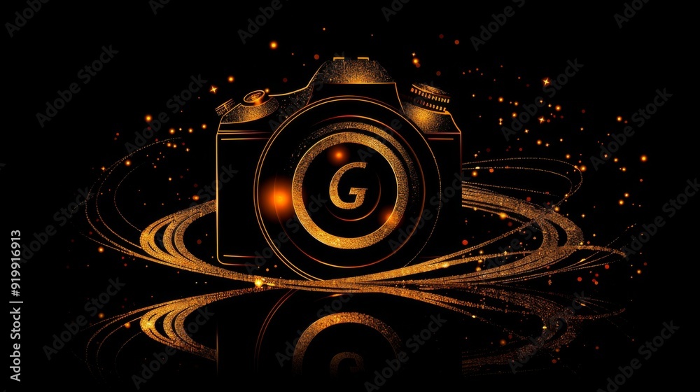 Design a monogram-style photography logo with an ornate G intertwined with a camera lens or shutter, adding a touch of Design a monogram-style photography logo with an ornate G intertwined with a camera lens or shutter, adding a touch of