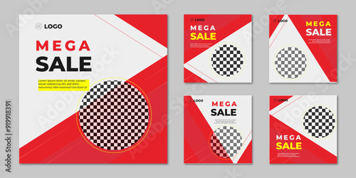 Social media template banner Mega sale promotion marketing post design premium vector