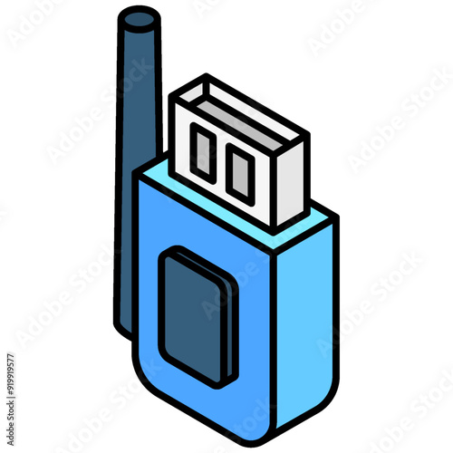 Bluetooth Dongle isometric lineal color icon, related to technology, home appliances theme. use for modern concept, UI or UX kit, web and app development.