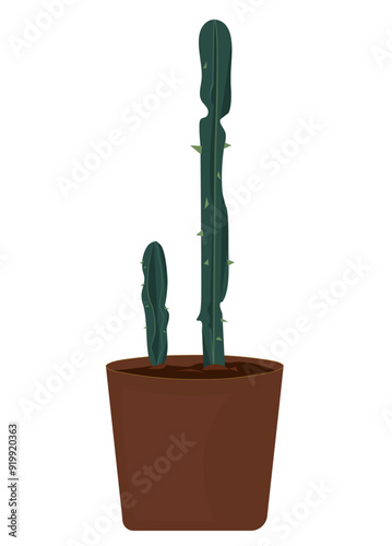 Houseplant in a  pot for home, office. Hand drawn botany growth. Vector illustration
